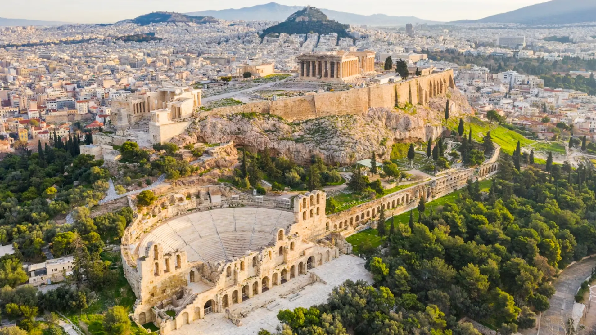 Aerial shot of the Acropolis Hill