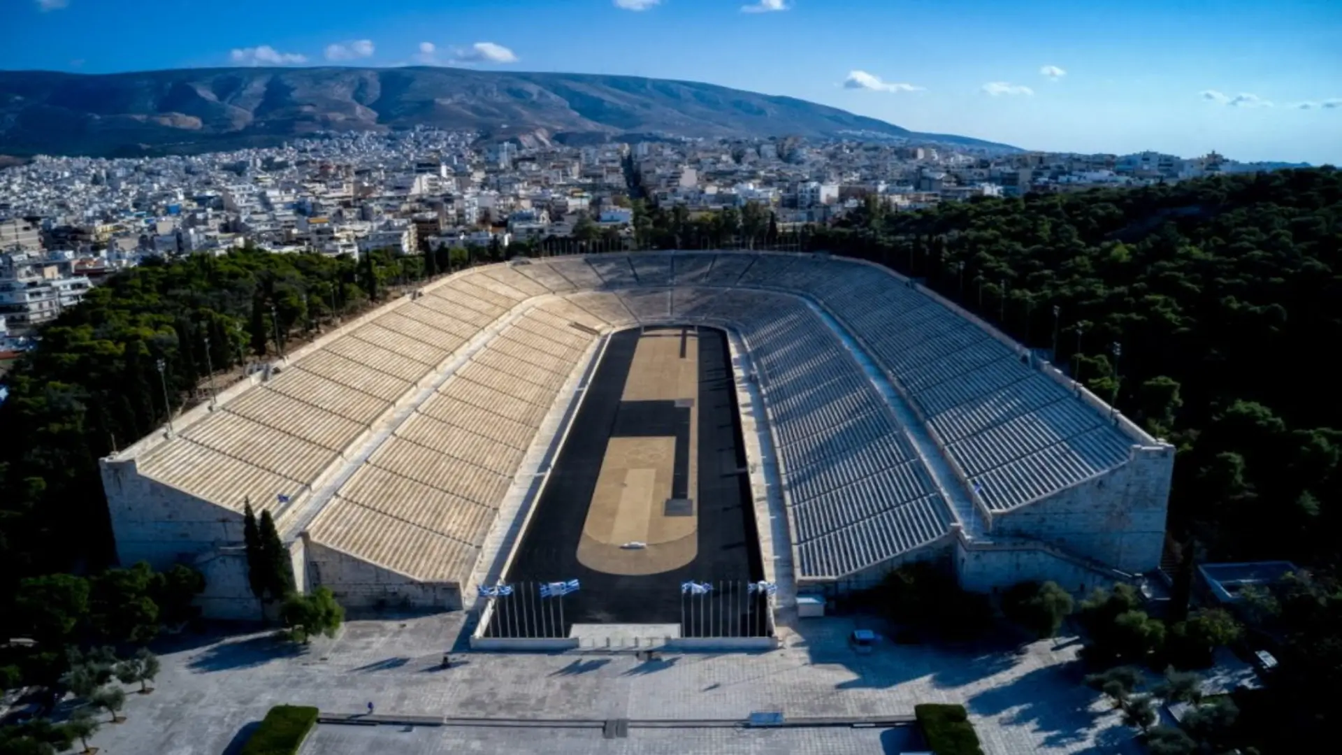 Far shot of the Panathenaic Stadium